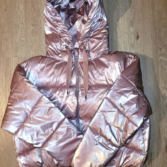Zara pink metallic shine hooded Puffer jacket Size US S - Picture 5 of 8